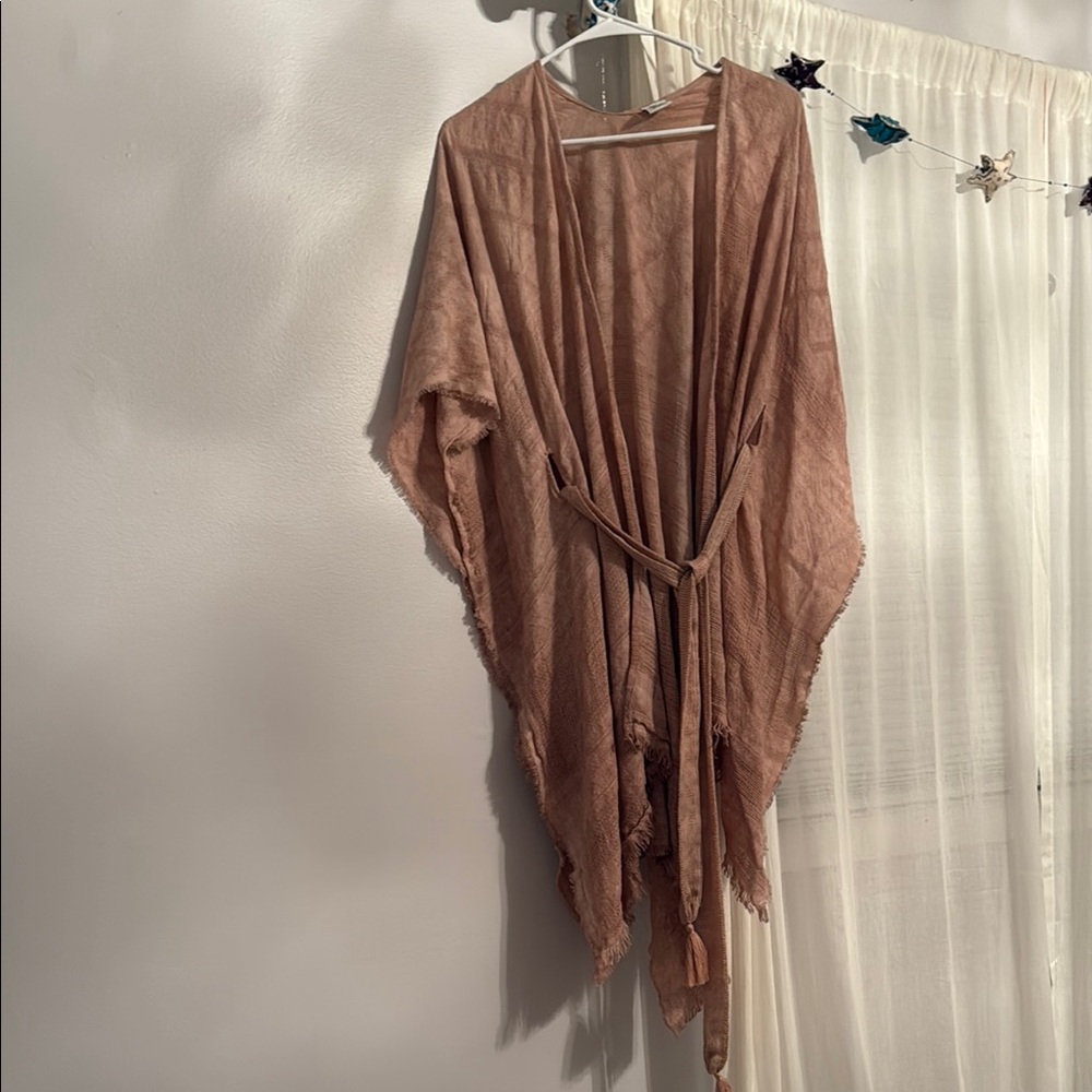 Brown Draped Kimono Cardigan